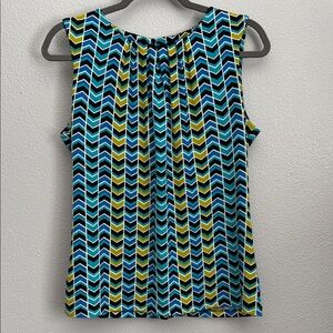 Calvin Klein Chevron Sleeveless Blouse - Blue, Green, Black